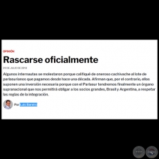 RASCARSE OFICIALMENTE - Por LUIS BAREIRO - Domingo, 29 de Julio de 2018